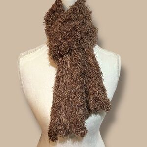 Cozy Brown and Cream Shag Scarf